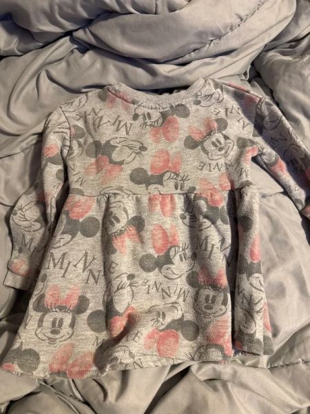 Disney Minnie Mouse 9-12M Gray Pink Dress photo 4