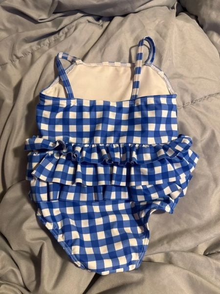 Tucker + Tate Blue White Gingham Ruffle 12M Swimsuit photo 2